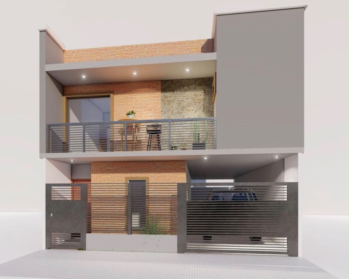 Dúplex contemporáneo con balcón y detalles de ladrillo